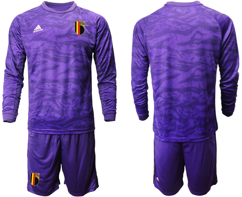 Men 2021 European Cup Belgium purple Long sleeve goalkeeper Soccer Jersey